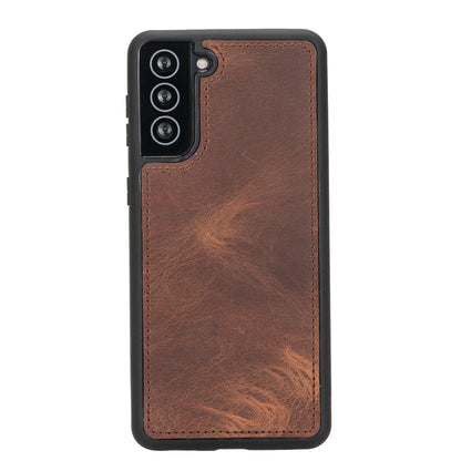 Santa, Samsung Galaxy S21 Plus Hakiki Deri Kılıf, Çıkarılabilir Kapak, Cüzdan