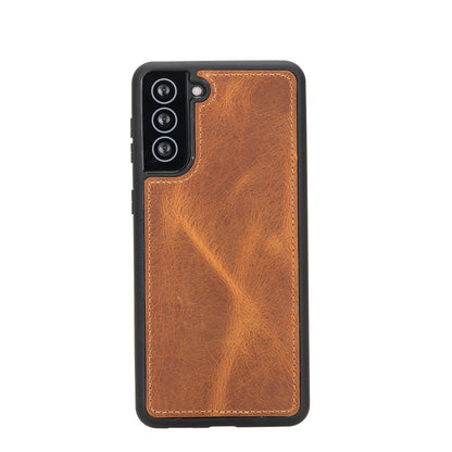 Santa, Samsung Galaxy S21 Plus Hakiki Deri Kılıf, Çıkarılabilir Kapak, Cüzdan