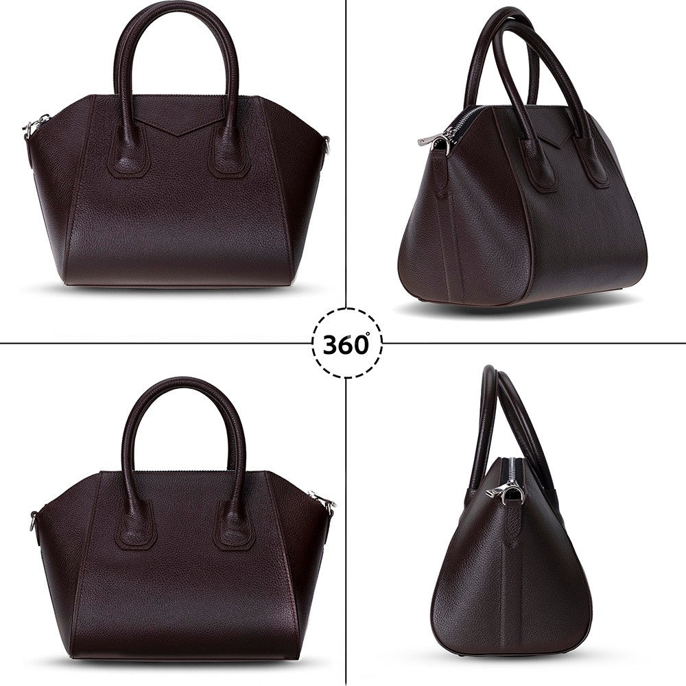 Lorenza, Hakiki Deri Kadın Omuz Çantası, Taşınabilir El Çantası, Medium