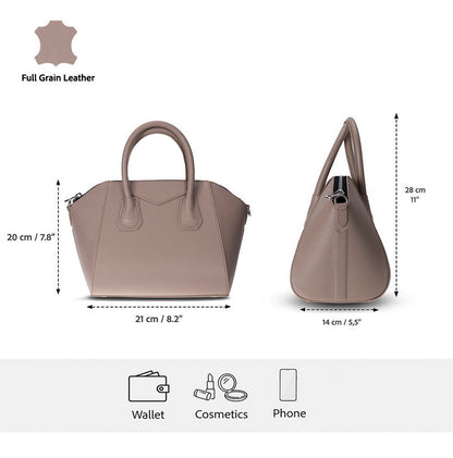 Lorenza, Hakiki Deri Kadın Omuz Çantası, Taşınabilir El Çantası, Medium
