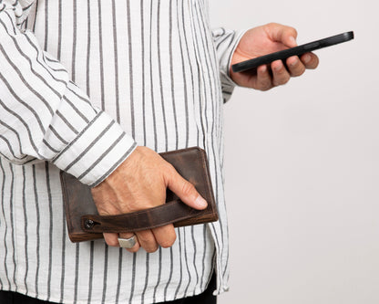 Aura Hakiki Deri Universal Cüzdan – Telefon Bölmeli, Kartlık ve Bozuk Para Gözlü