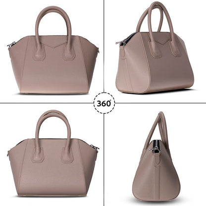 Lorenza, Hakiki Deri Kadın Omuz Çantası, Taşınabilir El Çantası, Medium