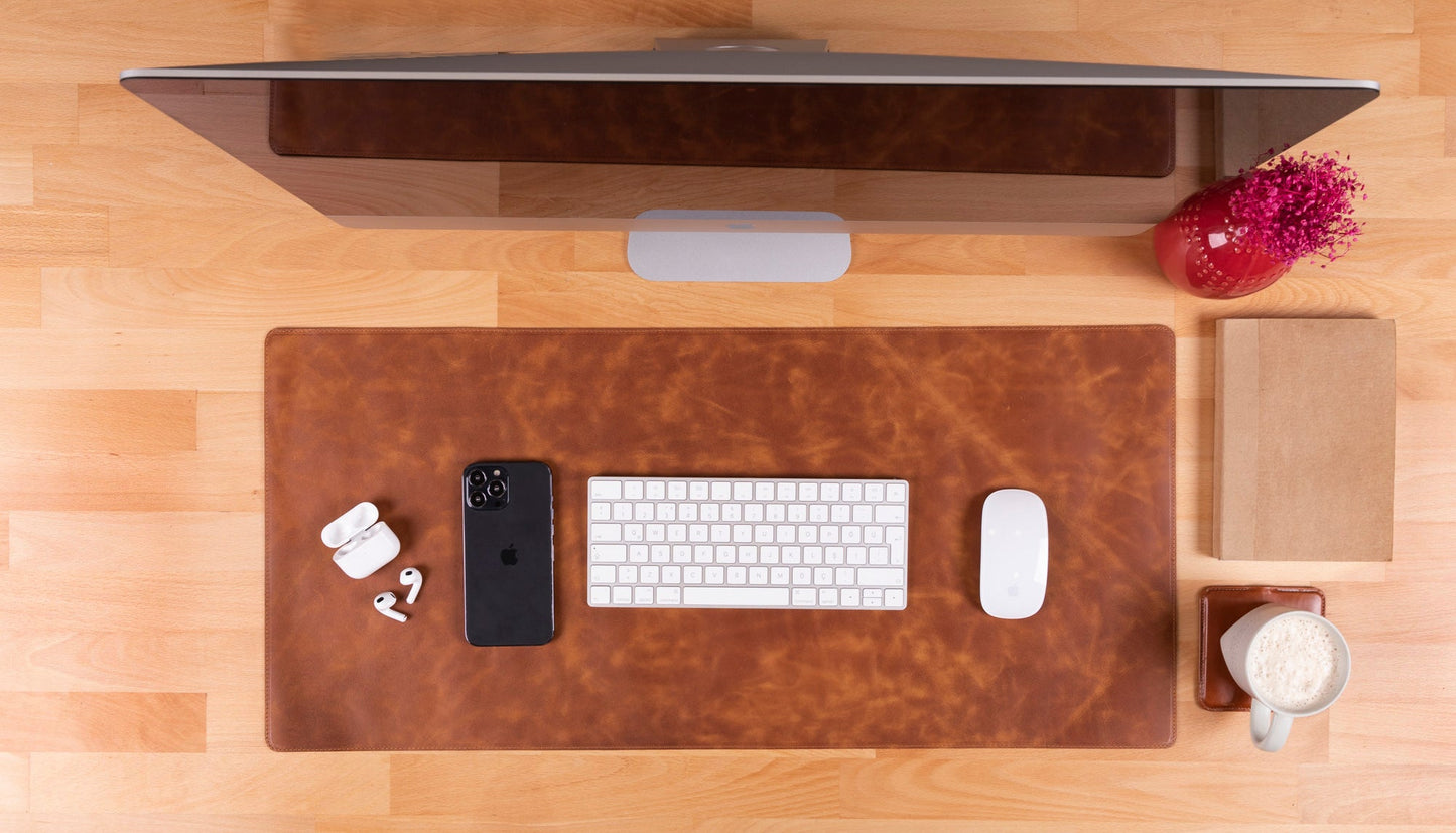 Natural Leather Desk Mat (37 cm x 80 cm)