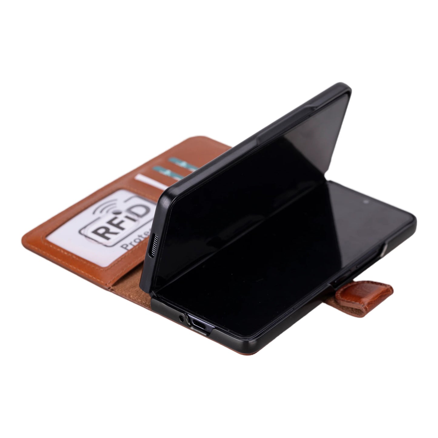 Wallet ID, Hakiki Deri Folio Kılıf – Google Pixel 10 Pro Fold Uyumlu, Kartlıklı ve Manyetik Kapaklı Tasarım