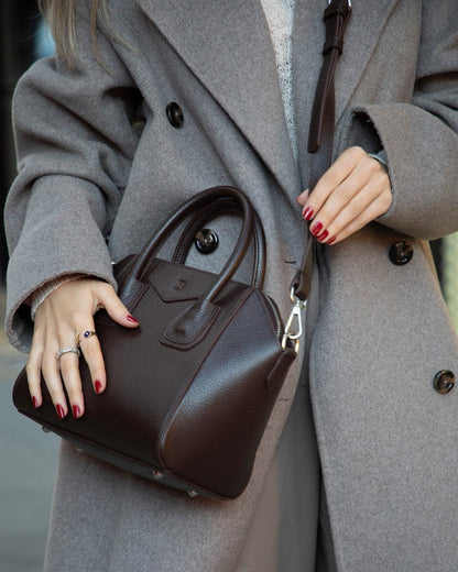 Lorenza, Hakiki Deri Kadın Omuz Çantası, Taşınabilir El Çantası, Medium