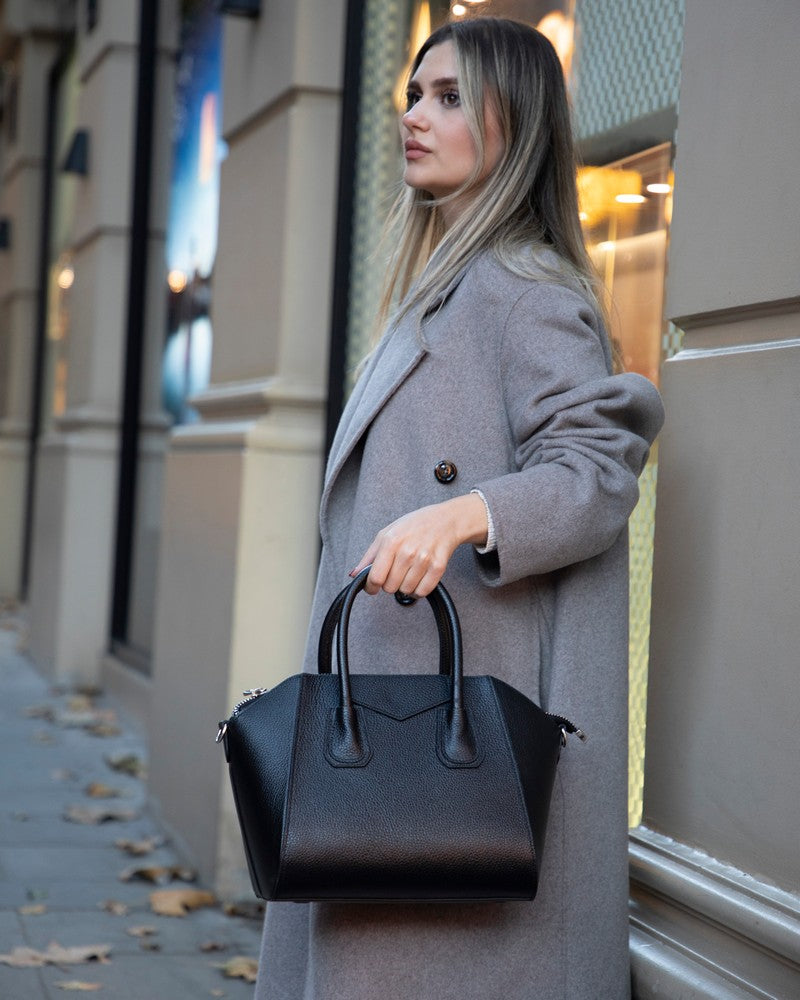 Lorenza, Hakiki Deri Kadın Omuz Çantası, Taşınabilir El Çantası, Medium