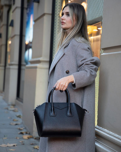 Lorenza, Hakiki Deri Kadın Omuz Çantası, Taşınabilir El Çantası, Medium