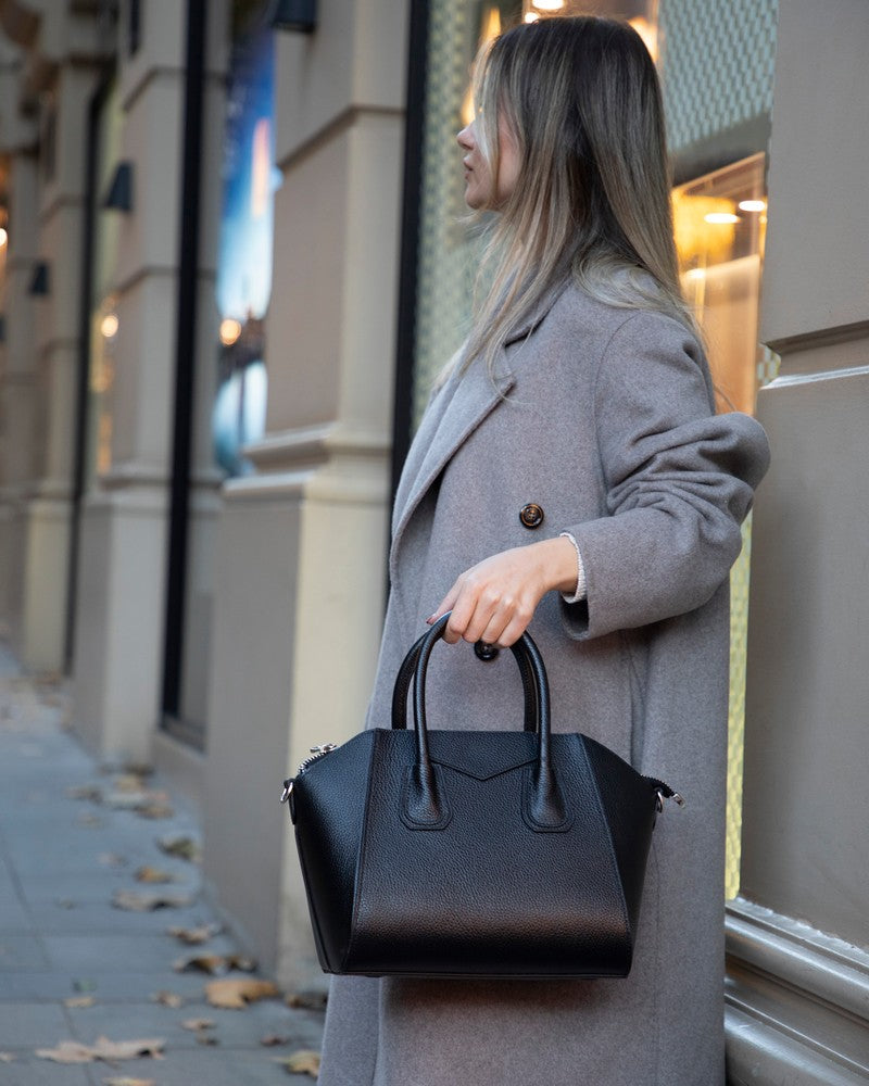 Lorenza, Hakiki Deri Kadın Omuz Çantası, Taşınabilir El Çantası, Medium