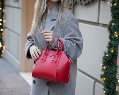 Lorenza, Hakiki Deri Kadın Omuz Çantası, Taşınabilir El Çantası, Medium