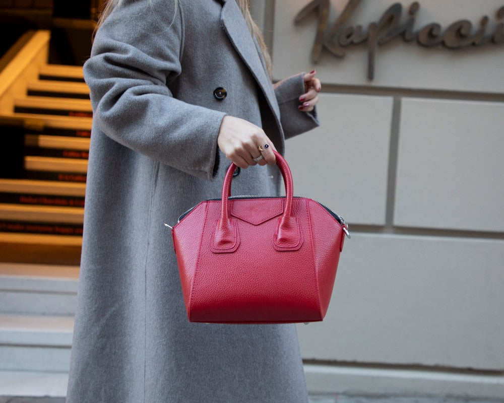 Lorenza, Hakiki Deri Kadın Omuz Çantası, Taşınabilir El Çantası, Medium