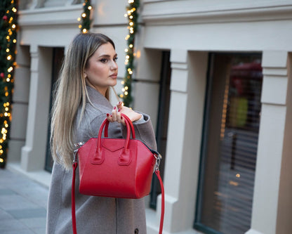 Lorenza, Hakiki Deri Kadın Omuz Çantası, Taşınabilir El Çantası, Small