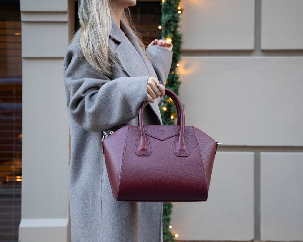 Lorenza, Hakiki Deri Kadın Omuz Çantası, Taşınabilir El Çantası, Medium