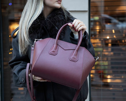 Lorenza, Hakiki Deri Kadın Omuz Çantası, Taşınabilir El Çantası, Medium