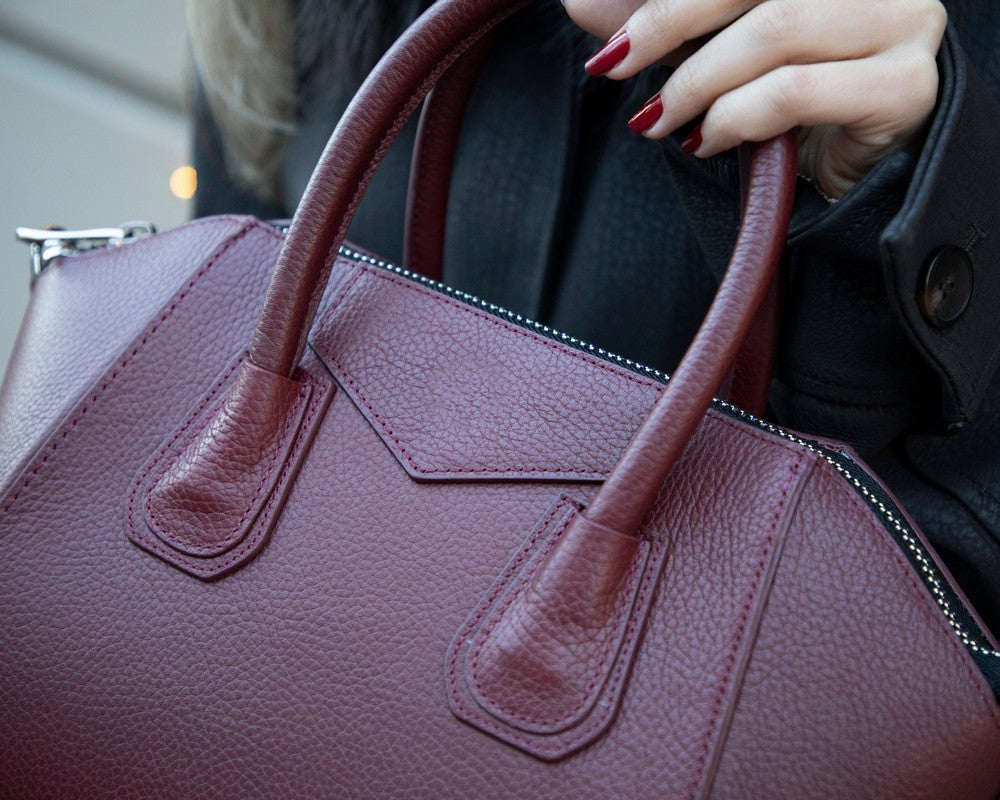 Lorenza, Hakiki Deri Kadın Omuz Çantası, Taşınabilir El Çantası, Medium