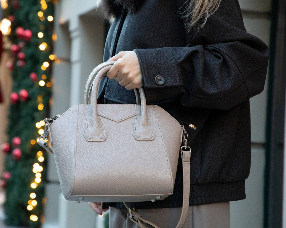 Lorenza, Hakiki Deri Kadın Omuz Çantası, Taşınabilir El Çantası, Medium