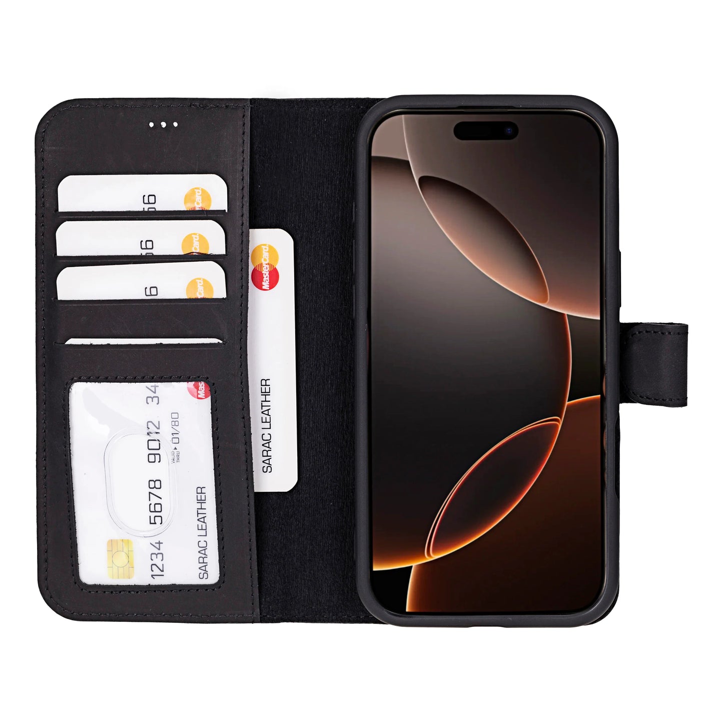 Liluri, Hakiki Deri iPhone 16 Pro Max MagSafe Uyumlu Ayrılabilir Cüzdanlı Kılıf – Manyetik ve Kartlıklı Tasarım