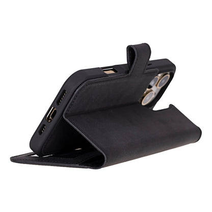 Liluri, Hakiki Deri iPhone 16 Pro MagSafe Uyumlu Ayrılabilir Cüzdanlı Kılıf – Manyetik ve Kartlıklı Tasarım