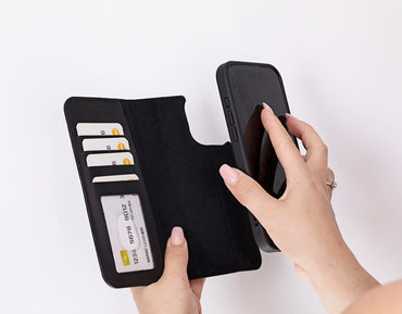 Liluri, Hakiki Deri iPhone 16 Pro MagSafe Uyumlu Ayrılabilir Cüzdanlı Kılıf – Manyetik ve Kartlıklı Tasarım