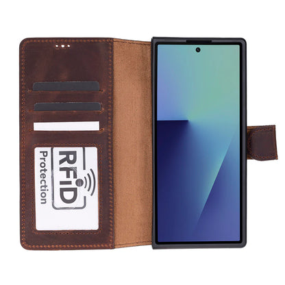 Wallet ID, Hakiki Deri Samsung Galaxy Z Fold7 Folio Kılıf – Kartlıklı, Manyetik ve Premium Tasarım
