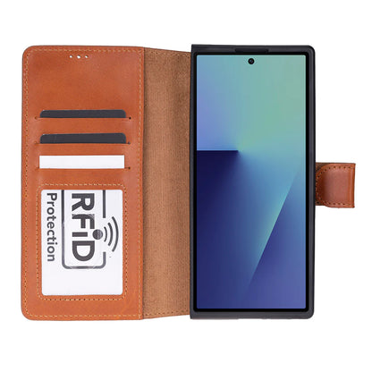 Wallet ID, Hakiki Deri Samsung Galaxy Z Fold7 Folio Kılıf – Kartlıklı, Manyetik ve Premium Tasarım
