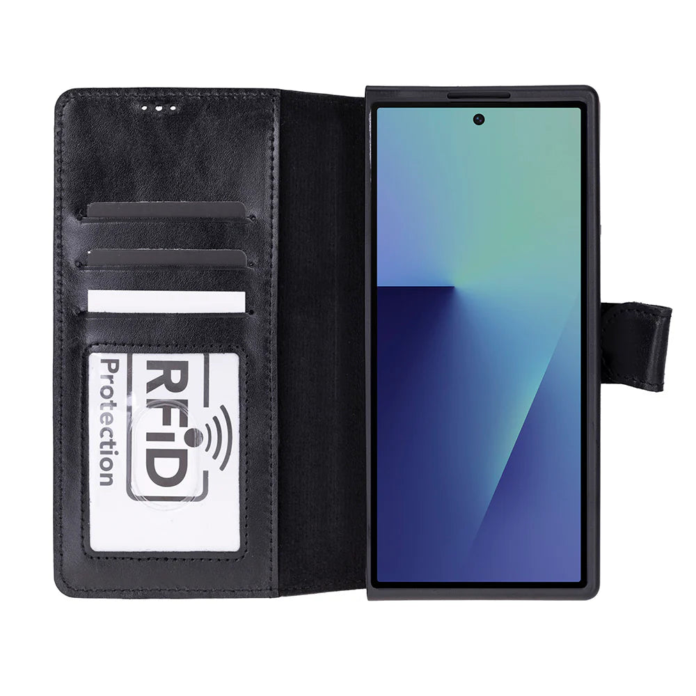 Wallet ID, Hakiki Deri Samsung Galaxy Z Fold7 Folio Kılıf – Kartlıklı, Manyetik ve Premium Tasarım