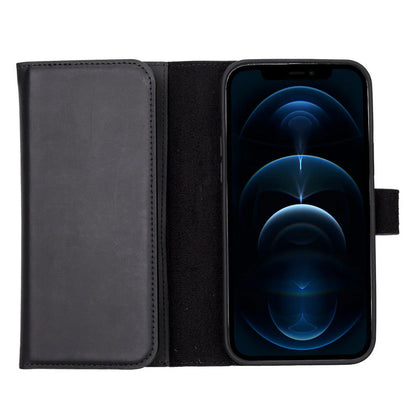 Santa, iPhone 13 Pro Max Hakiki Deri Kılıf, Çıkarılabilir Kapak, Cüzdan