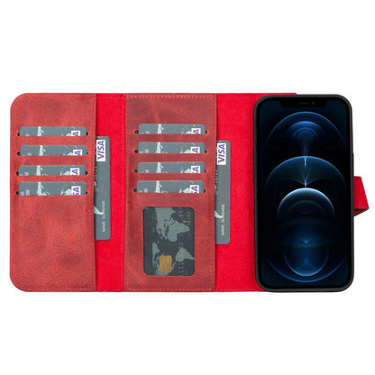 Santa, iPhone 13 Pro Hakiki Deri Kılıf, Çıkarılabilir Kapak, Cüzdan