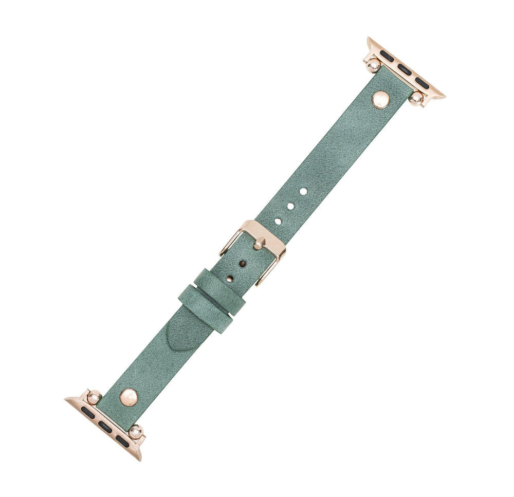 Leather Apple Watch Bands - Ferro Rose Gold Trok Style LEO1 Leopar Tüylü