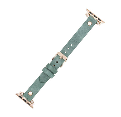 Leather Apple Watch Bands - Ferro Rose Gold Trok Style LEO1 Leopar Tüylü
