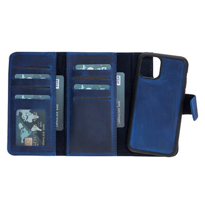 Santa, iPhone 11 Pro Hakiki Deri Kılıf, Çıkarılabilir Kapak, Cüzdan