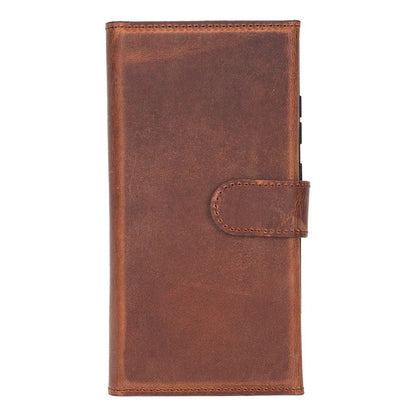 Santa, Samsung Galaxy S22 Plus Hakiki Deri Kılıf, Çıkarılabilir Kapak, Cüzdan