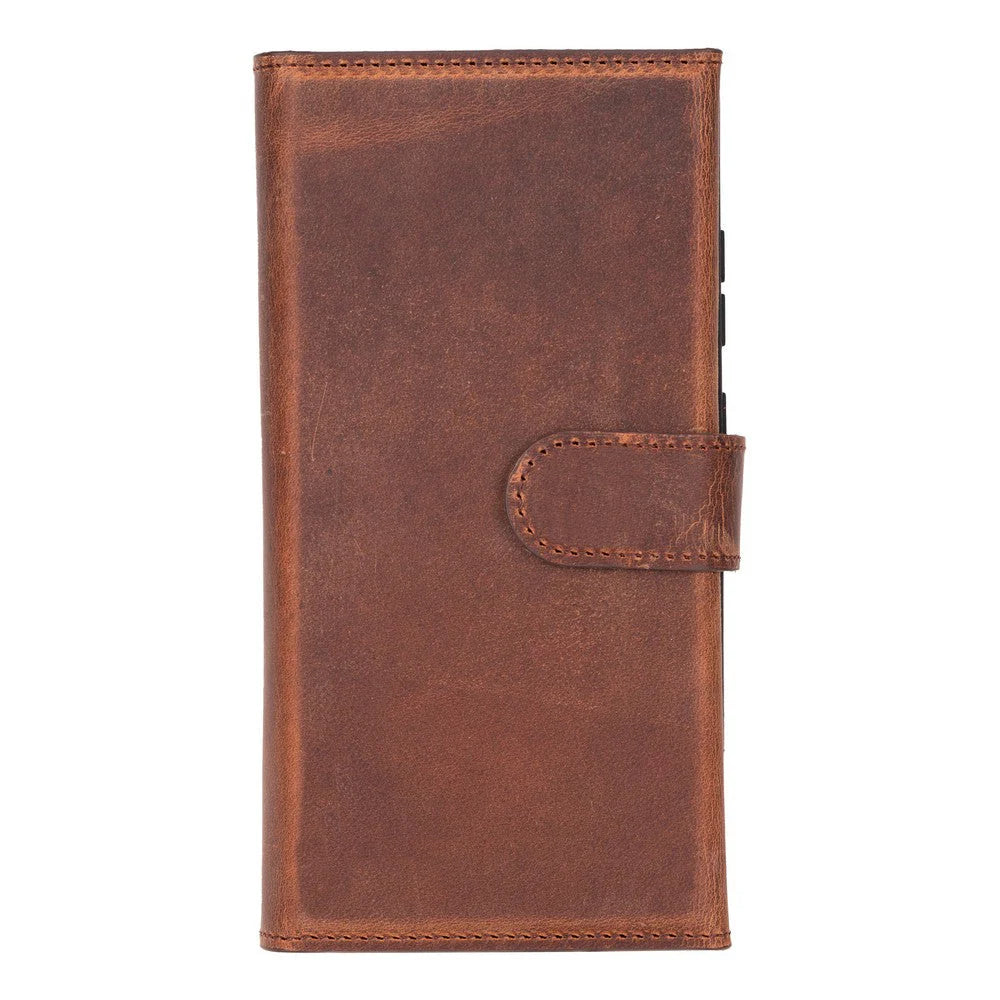 Santa, Samsung Galaxy S25 Ultra Hakiki Deri Kılıf, Çıkarılabilir Kapak, Cüzdan