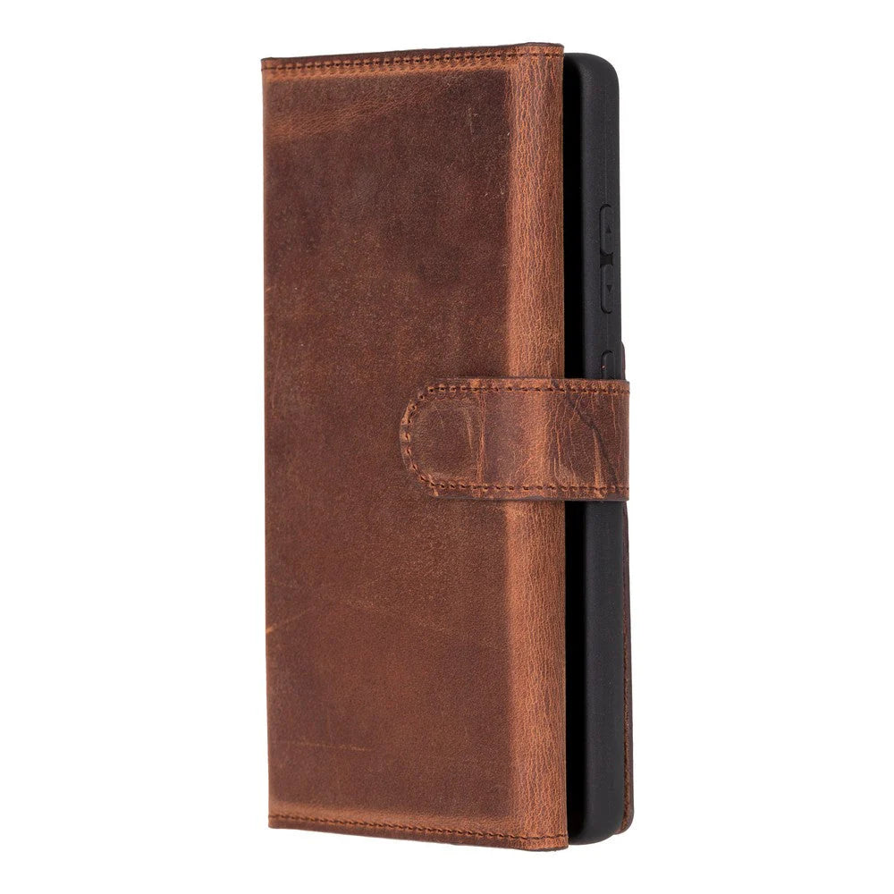 Santa, Samsung Galaxy S25 Ultra Hakiki Deri Kılıf, Çıkarılabilir Kapak, Cüzdan